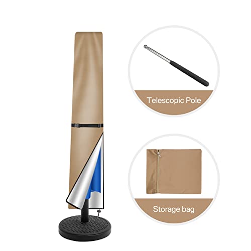 Neween Patio Umbrella Parasol Cover - 210D Waterproof Outdoor Market Umbrella Cover - Fits Market Umbrella 6-9 Feet,Khaki #TOP4
