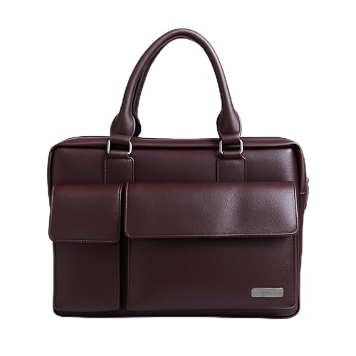 Image of Laptop Messenger Bag for Men & Women | Premium PU Vegan Leather Office Bag | Stylish Shoulder Bag Fits up to 15.6″ Laptop - Ideal for Work, Travel & College