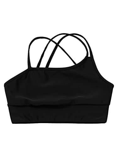 easyforever Kids Girls Cami Crop Asymmetrical Sport Training Bras Puberty Breathable Underwear Workout Crop Tank Tops4