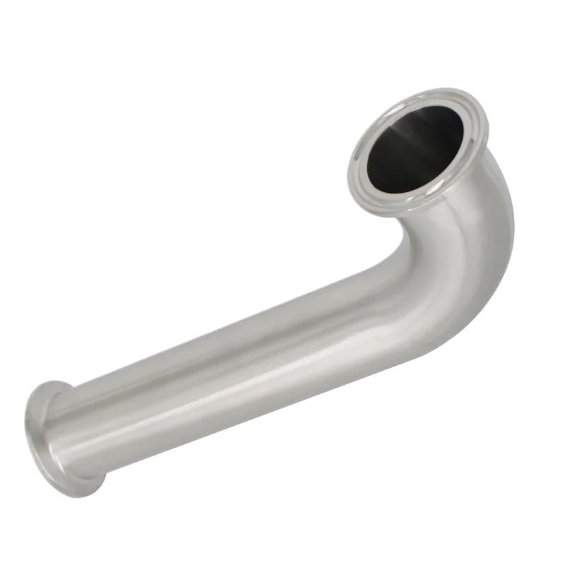 38 mm 51 mm 304 Acero inoxidable Tri abrazadera Radio largo Codo de 90 ° Instalación de tuberías sanitarias(OD51xFerrule64mm,L254mm)