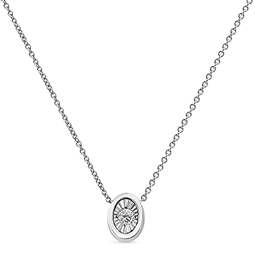 Haus of Brilliance 10K White Gold 1/10 Cttw Miracle Set Round-Cut Diamond Oval Shape 18" Pendant Necklace (H-I Color, SI2-I1 Clarity)