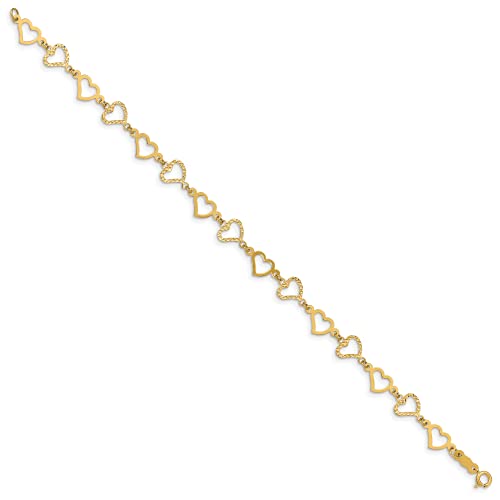 IceCarats 14K Solid Yellow Gold Heart Love Chain Charm Bracelet2