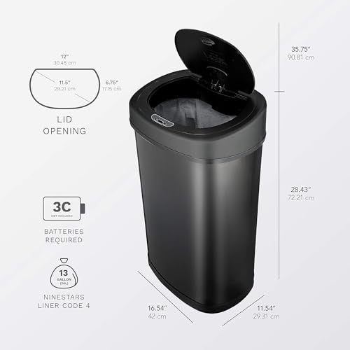 Ninestars DZT-50-9BK Automatic Touchless Infrared Motion Sensor Trash Can thumb #2