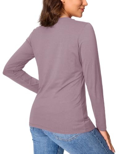 Image of YUCOLEN Long Sleeve Shirts for Women Cotton Crew Neck Casual Tops Fall