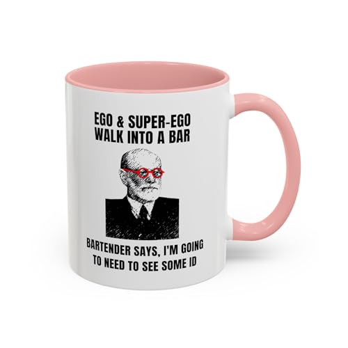 Freud Ego Super-Ego ID Joke Mug – Funny Psychology Coffee Cup – Therapist, Counselor, Psych Student Gift, Novelty Mug