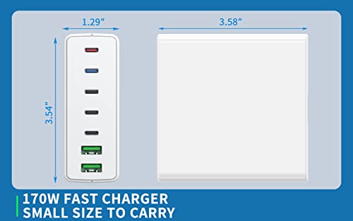 170W Usb C Charger. Sacrack 7 Port Fast Charging Station Laptop Power Adapter Compatible With Macbook Pro/Air, All Iphone 15/14/13/Mini/Pro/13 Pro Max/12 Galaxy Note23 S22 S21 Pixel 4/3 Ipad Pro #TOP6