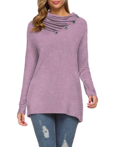 Image of WEACZZY Women's Long Sleeve Shirts Button Cowl Neck Casual Loose Tunic Tops Blouse Dressy Fashion 2026