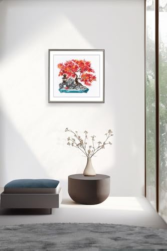 Image of RIOLIS - Autumn Bonsai 2044, Cross Stitch Kits 11 inch x 9 inch, Cross Stitch Kits for Beginners & Advanced, Crossstitching Kit Adult, Embroidery Counted Stitching Kit