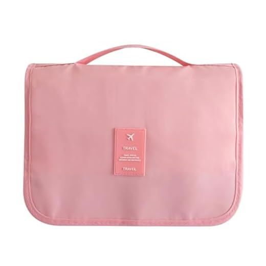 Necessaire de viagem para pendurar resistente à água, bolsa organizadora de maquiagem, bolsa de cosméticos, bolsa de lavagem para banheiro (rosa)