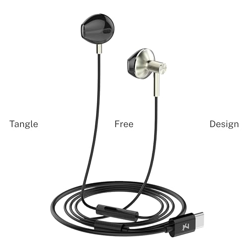 Image of Z Plus Type-C in-Ear Earphones with HD Mic, AI Noise Reduction, 14mm Dynamic Drivers for Hi-Res Audio, Tangle-Free Wired Earbuds, Comfortable Ergonomic Fit for USB-C Devices (Black)