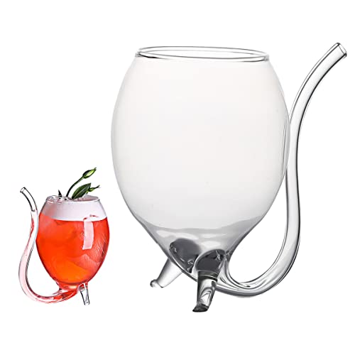 Vampir Tasse, ZoneYan Kreative Wein Whiskyglas, Rotweinglas mit Strohhalm, Kreativer Saftbecher, klarer Saftbecher, Portwein Gläser, Glas Strohhalme, Valentinstag Cover