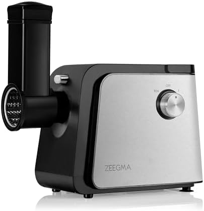Bild 2 - ZEEGMA MOLEN CHEF EASY Elektrischer Fleischwolf Leistung 2100 W 3 Edelstahlscheiben Wurstaufsatz Gemüseschredder Rückwärtsgang
