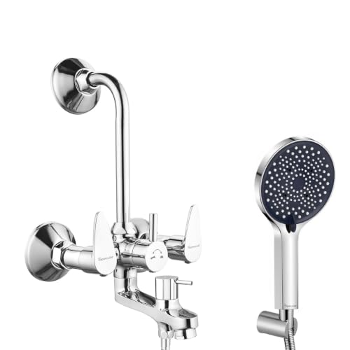 Image of Dove 3 In 1 Wall Mixer with Hand Shower 1.5 Meter Hose | Multi Flow Handshower Set | Chrome Finish Premium Bathroom Shower Set | Wall Mixture