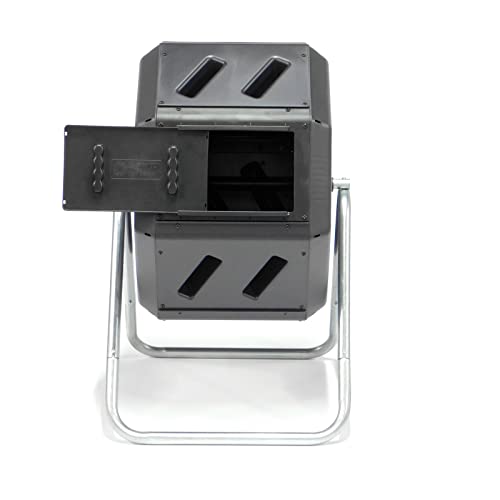 FCMP Outdoor IM2000 Tumbling Composter Canadian-Made, 100% Recycled Resin - Outdoor Rotating Compost Tumbler Bin for Garden, Kitchen, and Yard Waste, Black (22 Gallon)