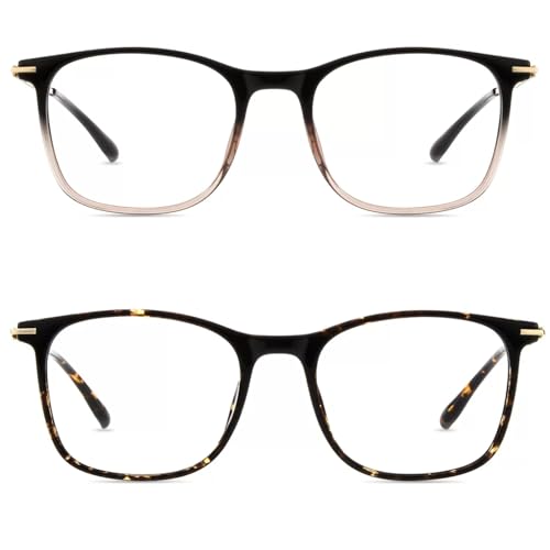 Image of Firmoo Blue Light Glasses for Women Men, Reading Glasses 0.0x-3.0x, Ultra Light Square Frame, Premium TR90 & Metal Blend