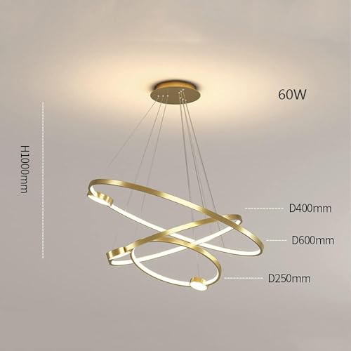 Lustre LED doré à intensité variable avec télécommande pour salon - 3