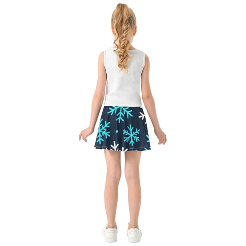 Athletic Shorts Girls Skorts Toddler Tennis Skirts Outfit Pleated Blue White Snowflakes Black 3t4