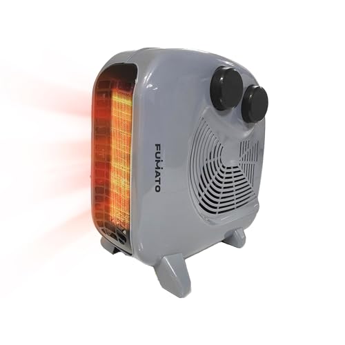 Fumato Portable Room Heater for Home | 2 Heat Settings-1000W/2000W | 2400 RPM | Silent Operation | Dual Placement | ISI Certified with 1 Yr Manufacturer warranty | Grey