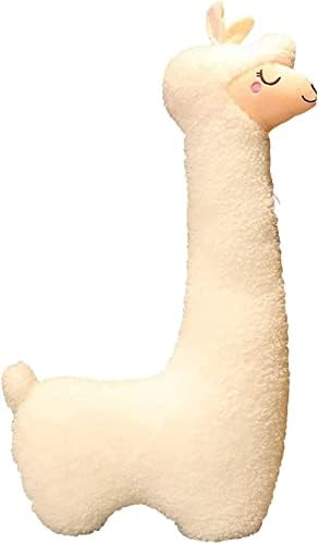 Alpaka Kuscheltier, Alpaka-Plüschtier mit langem Hals, Weiches Alpaka-Kissen-Stofftier, Long Neck Plüschtier, Sofakissen Kissen Cartoon Gefüllte Puppen (Weiß, 130cm)