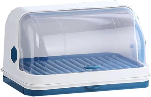 キッチン 水切り食器水切りラック カバー付き, 防塵 プラスチック水切りかご皿立て 大容量 キッチン収納 フタ付き, 大容量 水切りかご 食器乾燥ボックス ほとんどのキッチンデザインに適しています 便利 大容量 多機能かご 防塵 防汚食器棚食器収納 収納ラ