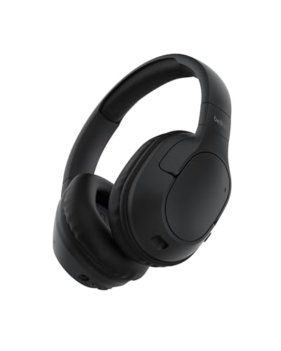 Belkin SoundForm Surround Auriculares Inalámbricos Bluetooth, Cascos con Cancelación de Ruido Ambiental, 60horas de autonomía. Almohadillas Suaves. para iPhone, Galaxy y iPad - Negro