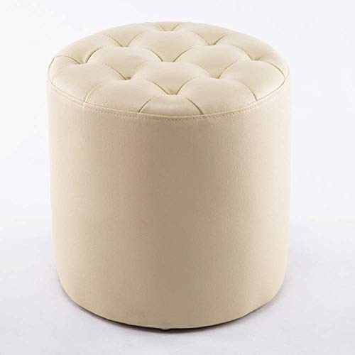 Banco almacenaje Cuero Tapizado Puf Taburete OtomanoPuf Reposapiés Madera Maciza Cuero Sala De Estar Mesa De Centro Banco Pequeño-d 34x34x35cm(13x13x14inch)