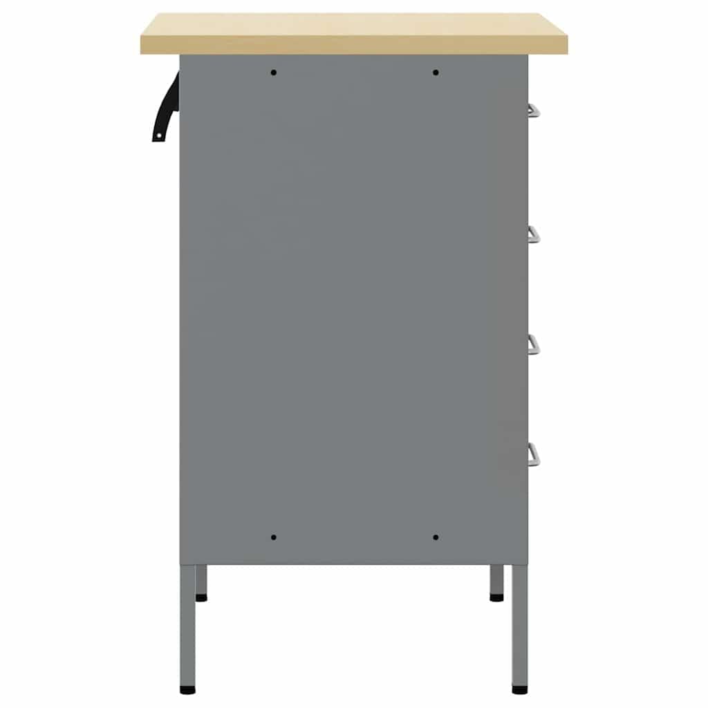 Banco de trabajo de acero industrial con cajones en negro y gris, 50 x 55 x 85 cm, robusto banco de taller para trabajos profesionales y proyectos de afición de materiales de madera