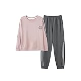 [RENPAI] パジャマ レディース 長袖 ルームウェア 綿100 上下セット 部屋着 丸首 肌に優しい 快適 ゆったり 柔らかい 吸汗通気 春秋夏 M-2XL