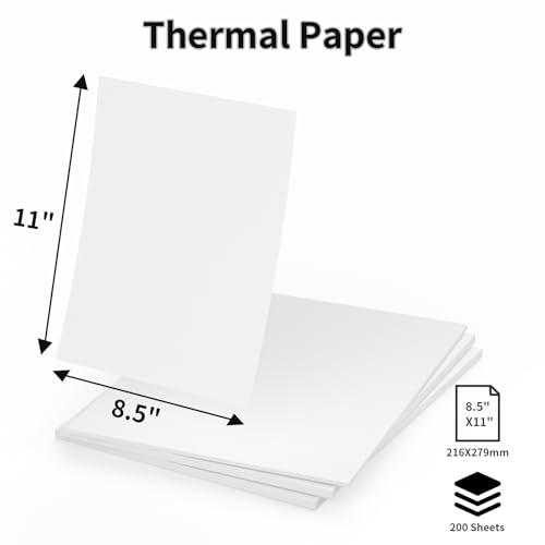 200 Sheets Thermal Printer Paper, 8.5"x 11" US Letter Size - High-Efficiency Durable Printing for Home Work, Printing Contract, Picture, Compatible with Most Thermal Printers (200  image 2