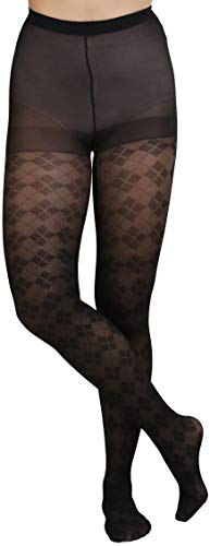 Image of ToBeInStyle Women's Argyle Checkered Diamond Rhombus Net Opaque Sheer Tights Pantyhose
