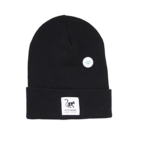 DRESSED IN MUSIC PLAY WITH ME Beanie Gorro de Material Reciclado Unisex Adulto - Surf Monkey® - Talla única - Gorro Invierno (Negro) Cover