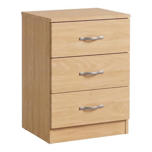 Home Discount - Mesita de Noche de 3 cajones, con Tiradores y guías de Metal, de Madera de Pino.