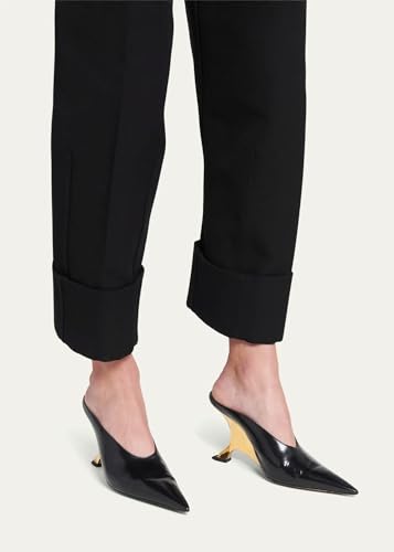 Vertundy Wedge Heels Mules For Women Pointed Closed Toe Backless Metallic Leather High-Heeled Sandals Slip On Bridal Wedding Mule Pumps4