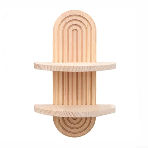 Schwebendes Kiefernholzregal für Wandhalterung mit starker Konstruktion, geeignet für Schlafzimmeraufbewahrung und Display (Doppelregale)