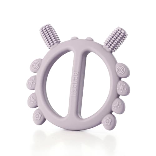 Image of Haakaa Silicone Crab Baby Teether,Baby Toys,360°Baby Toothbrush Head for Infant Self-Brushing Training,Food-Grade Silicone,Lavender
