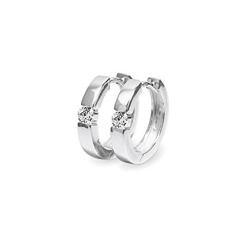 Créoles en argent 925 carrées avec zircon blanc 17mm NKlaus boucles oreilles 1882