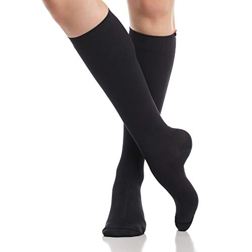 VIM & VIGR Merino Wool 15-20 mmHg Compression Socks for Women & Men (Solid Black, Medium/Large Wide Calf (5))2