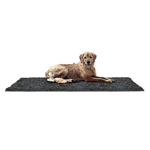 Furhaven XXL Runner Pet Door Mat Muddy Paws Absorbent Chenille Shammy Rug, Washable - Charcoal (Gray), Runner