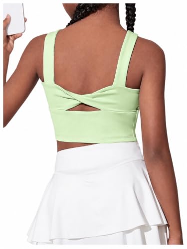 Image of WDIRARA Girl's Twist Back Sports Bras Backless Tank Top Workout Sports Shirts for Gym