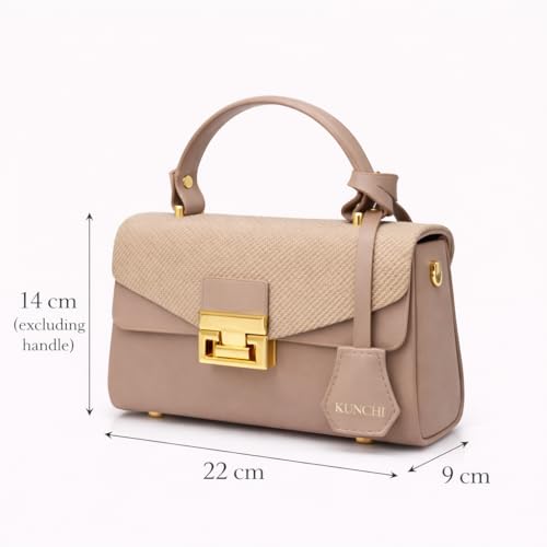 Image of KUNCHI CREST Women's Structured Handbag with Sling Strap | Premium Textured Flap Bag | Elegant Designer Purse for Party, Wedding & Office