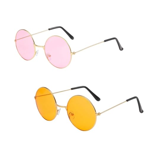 dinghaole 2 Paar Hippie-Stil Sonnenbrille - Vintage Runde Mode Männer Und Frauen Brille (Orange/Pink) 70er Jahre Urlaub Sonnenbrille, Oase Vintage Stil dinghaole 2 Paar Hippie-Stil Sonnenbrille - Vintage Runde Mode Männer Und Frauen Brille (Orange/Pink) 70er Jahre Urlaub Sonnenbrille, Oase Vintage Stil