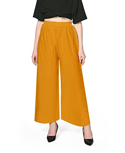 Image of Pranjal Women's Premium Regular Fit Rayon Palazzo - Free Size, Fits Up to 2XL, Stylish & Comfortable (Plazo P)