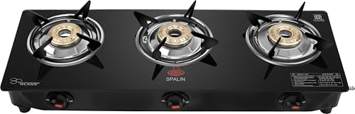 Image of 3 Burner Glass Top Gas Stove | Manual Ignition | Toughened Black Glass | ISI Certified | High Efficiency Burners | Durable & Easy Clean | Modern Kitchen Gas Stove