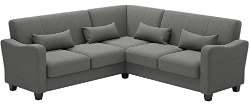 Belffin Convertible Sectional Sofa Fabric Couch With Chaise Reversible Small Corner Couch Furniture L-Shaped 4 Seater Sofas Light Grey #TOP6