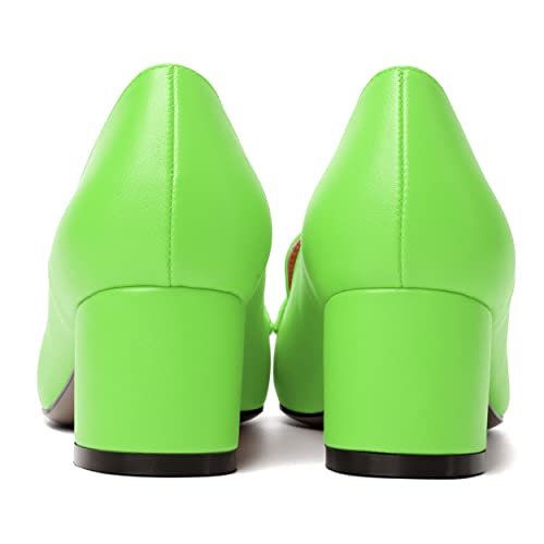 Image of MODENCOCO Womens Square Toe Slip On Comfortable Casual Matte Work Chunky Low Heel Loafers Shoes 2 Inch