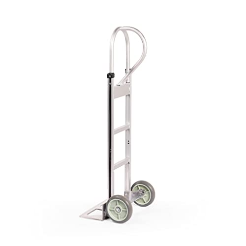 Haulpro Heavy Duty Hand Truck With Vertical Loop Handle - Aluminum Carts With Wheels - 500 Pound Capacity - 8" Wheels 52.25" H X 17.5" W With 17.75" X 9.5" Diecast Nose Plate #TOP1