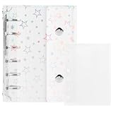 シール帳 透明、20枚の片面ルーズリーフ用紙を含む、PVCミニ6穴バインダー、A7星柄クリアバインダーは漫画ファンに
