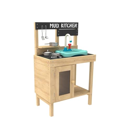 TP Toys Cuisine en Bois FSC® pour Enfants – Évier Fonctionnel Pump and Play – Accessoires Inclus – Dès 3 Ans – Jeu d’Imitation Intérieur et Extérieur