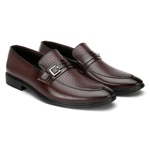 Image of STANPHORD Men Formal Slip-On Loafer Shoes | Lightweight PU Casual Office Wear Moccasins | Cushioned Insole | Anti-Slip Sole | Business Casual (TPSH M609)