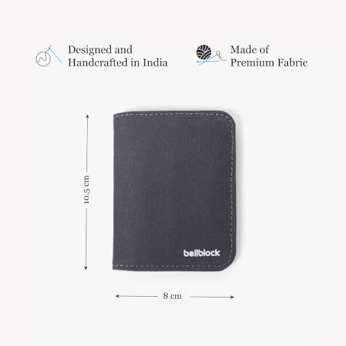 Image of Bellblock Mini Sleeve Canvas Card Holder for Men /Women | Slim Handcrafted Bifold Card Wallet | Holds Upto 7 Credit /Debit /ATM Cards & Folded Cash | Grey